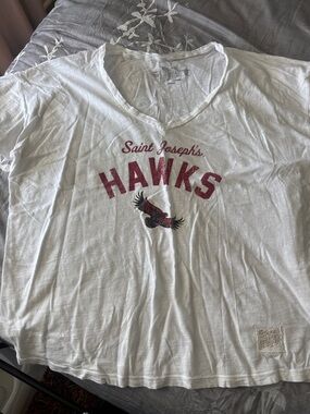 Original Retro Brand White V-Neck Saint Joseph's Hawks Graphic Tee